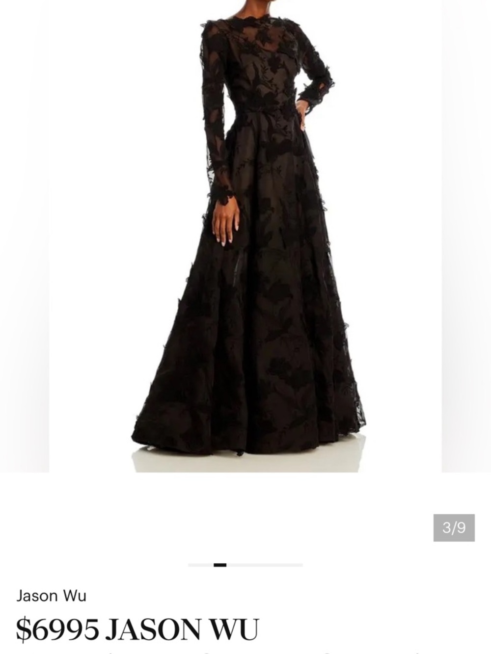Jason Wu Black Lace Long Sleeve Dress
